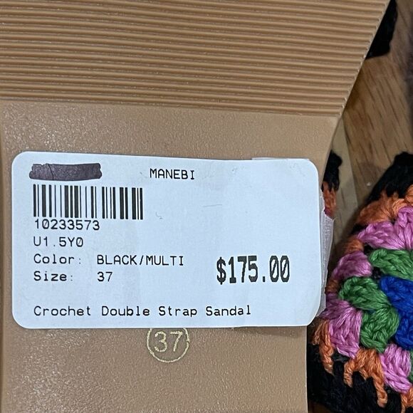 Manebi Evereve Boho Crochet Double Strap Sandals Womens Size 37 US 7 NEW NO BOX - Picture 7 of 13